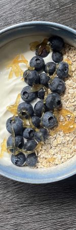 Griechischer Joghurt mit Heidelbeeren und Haferflocken